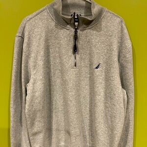 Gray Nautica pullover, zippered sweatshirt sweater.
